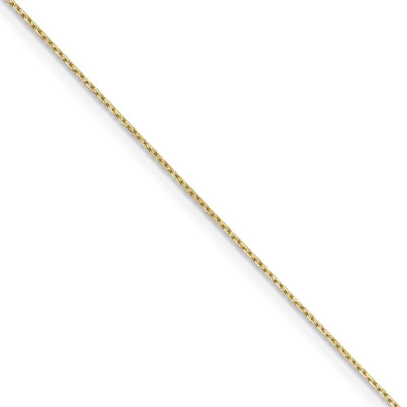 0.8mm, 10k Yellow Gold, Diamond Cut Cable Chain Necklace, 16 Inch